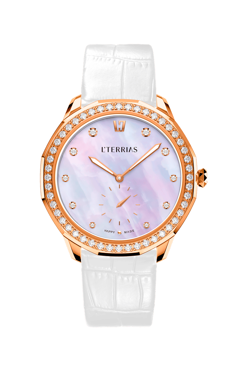 Женские часы L'TERRIAS 109.0102.03.3735.2 316L, RG White MOP/ White Alligator